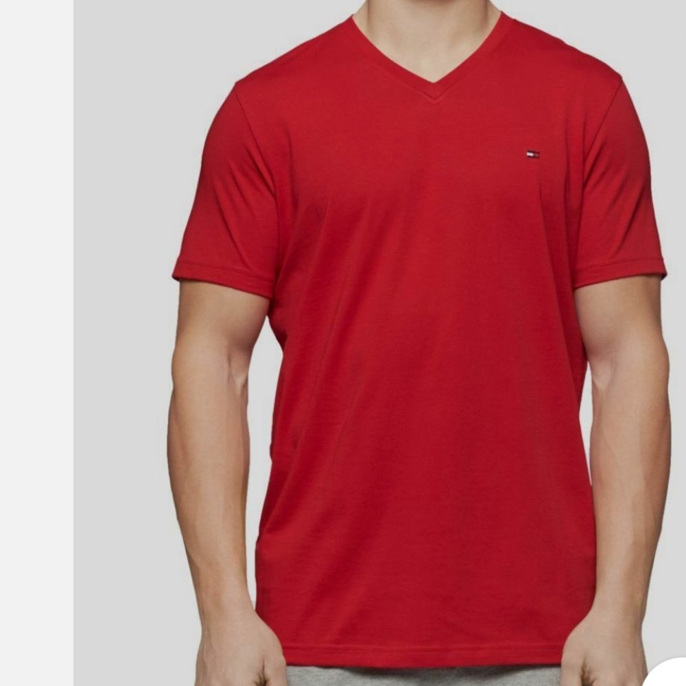 Tommy Hilfiger Red V Neck Short Sleeve Graphic Tee T-Shirt L 16/18 NEW